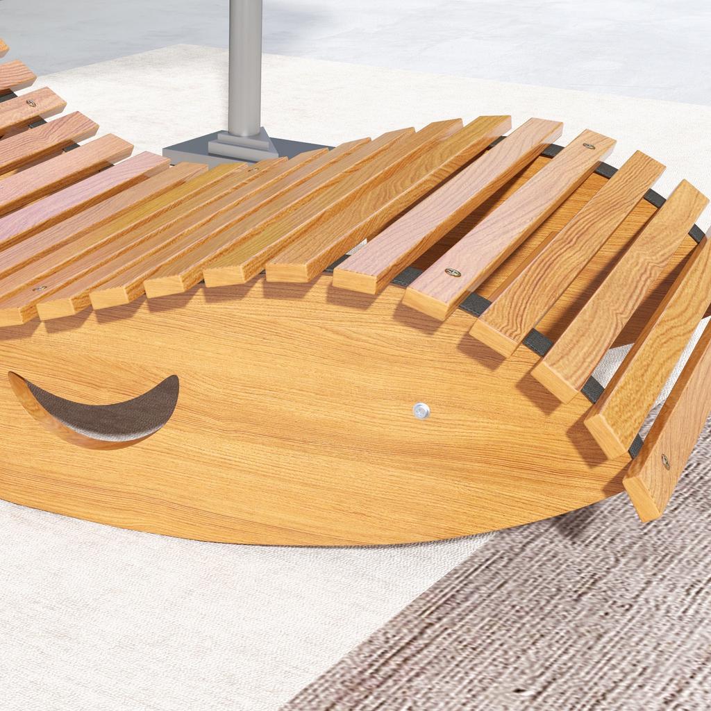 Outdoor Rocking Chair w/ Slatted Seat. Wooden Rocking Chair. 130cm x 60cm x 60cm. Light Brown