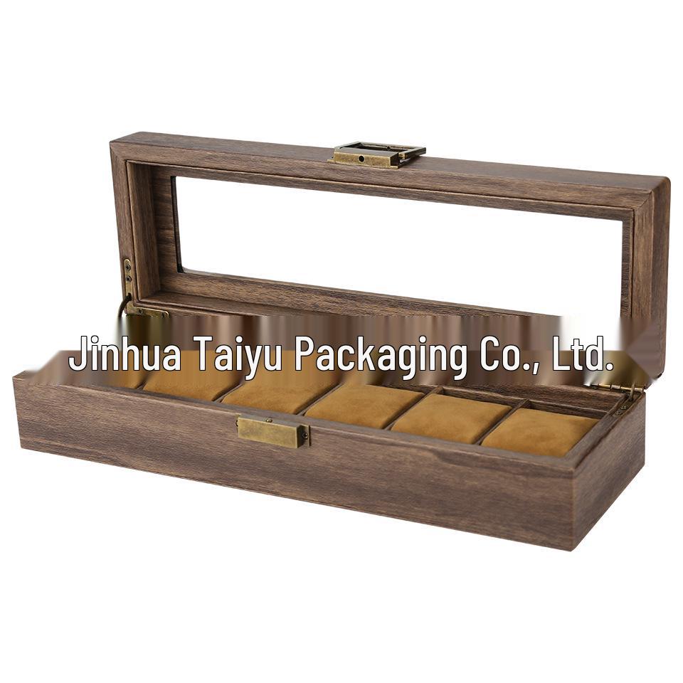 Retro Wood Grain Watch & Eyeglass Storage Box: Available In 3, 6, and 12 Slots