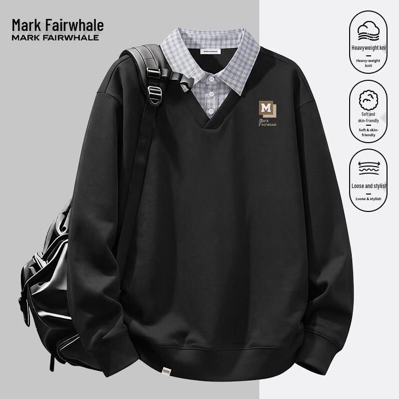 Mark Fairwhale Мужская свитшот в стиле преппи с имитацией двух предметов, с длинным рукавом