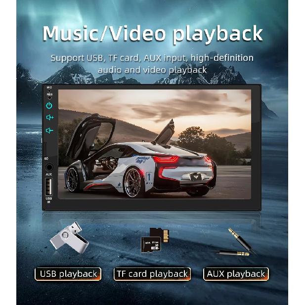 HIPPBQCC 7 Inch Car Radio 1 Din MP5 Mirror Link Multimedia Player Touch Screen FM USB Bluetooth Aux Input ISO Power Auto Radio