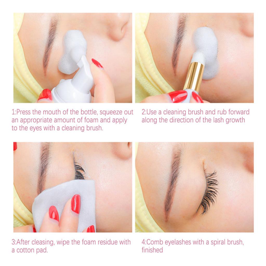 Lakerain Eyelash Wash Cleanser Shampoo 50ml Eyelashes Eyebrow Foaming Cleanser for Extensions &