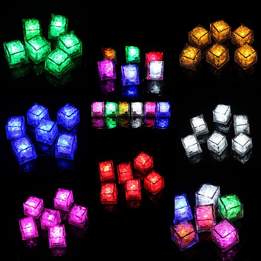 12pcs LED Light Up Ice Cubes, Waterproof Colorful Glowing Ice Cubes For Drinks, Flashing In The Dark Ice Cube For Club Bar Party Decoration