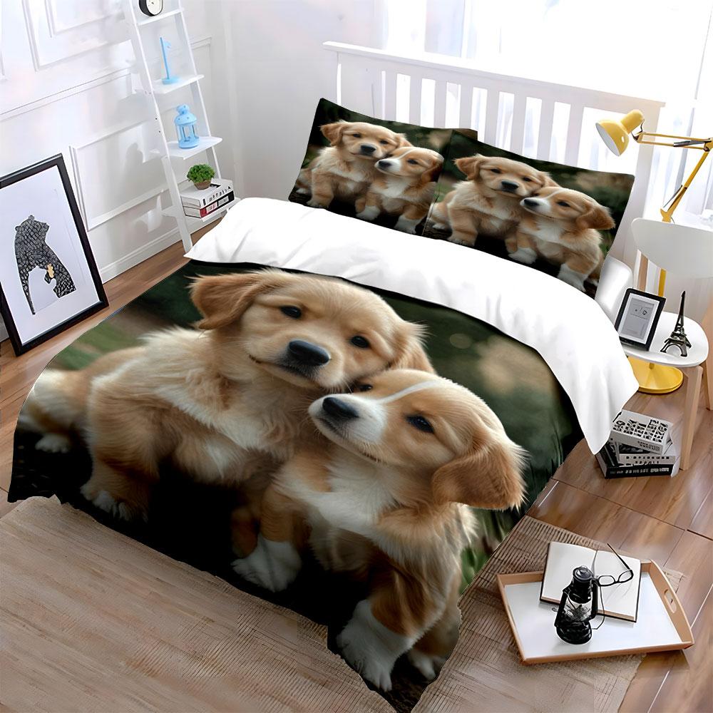 Golden retriever dog pair. Bedding sets Duvet cover sets Duvet covers Pillowcases(1 * Duvet Cover 2 * Pillowcases without duvet insert)