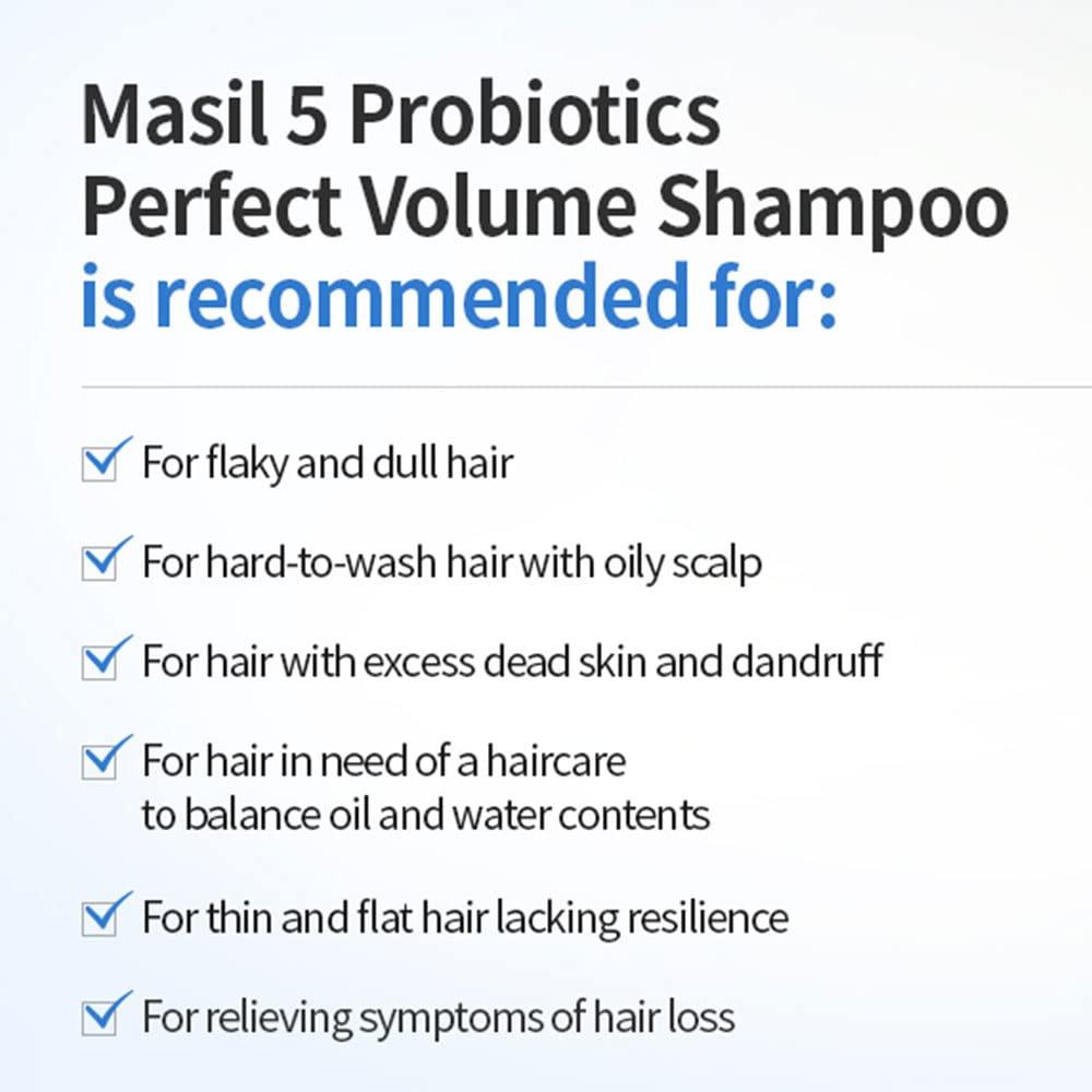 Masil 5 Probiotics Perfect Volume Shampoo 5.07floz Fine Thin Hair Paraben Silicone-Free Boost Up Flaky Scalp Dull Hair Clarifying Shampoo