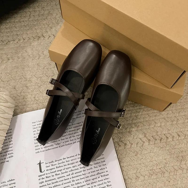 Весна/лето Элегантные ретро повседневные туфли Мэри Джейн на плоской подошве Новые модные мягкие удобные балетки женские Chaussure Femme2025