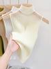 Сетчатый трикотажный топ для женщин Y2K, майка с полуворотником, жилет для женщин, без рукавов, шикарный уличный стиль с вырезами, однотонный облегающий белый топ-труба
