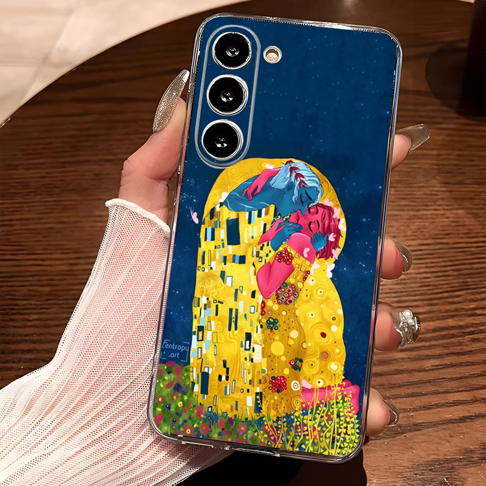 Чехол для телефона 'Поцелуй' Густава Климта для Samsung S25 S24 Ultra S23 Fe S22 S20 S21 Plus Fe Ultra 5G Прозрачный чехол