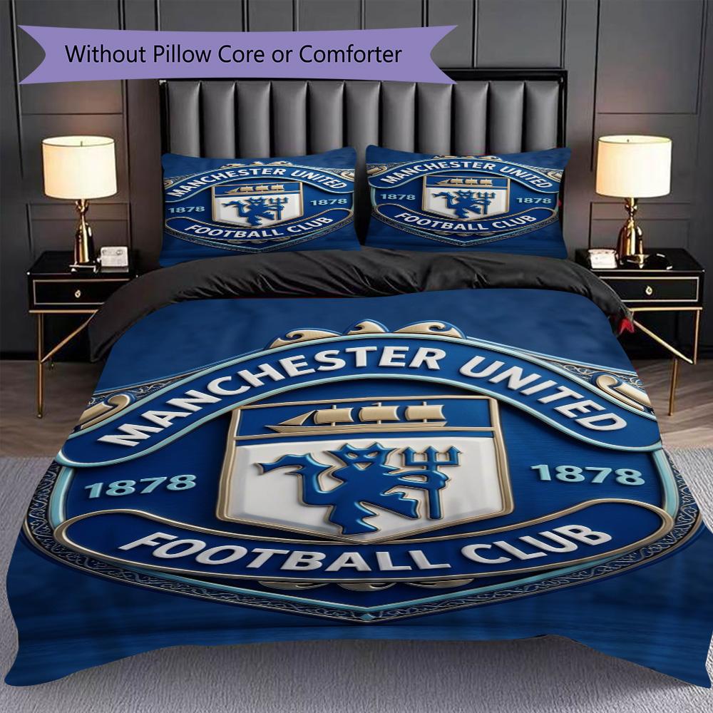 Manchester emblem vibrant background Bedding (1 * duvet cover + 2 * pillowcase, without core) 2D Flat Christmas birthday gift