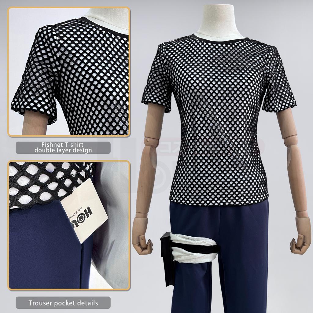 HOLOUN Аниме Хьюга Хината Косплей Костюм Парик Спортивные Штаны Сетчатый Топ Набедренная Сумка Косплей Конвенция Повседневная Одежда Подарок