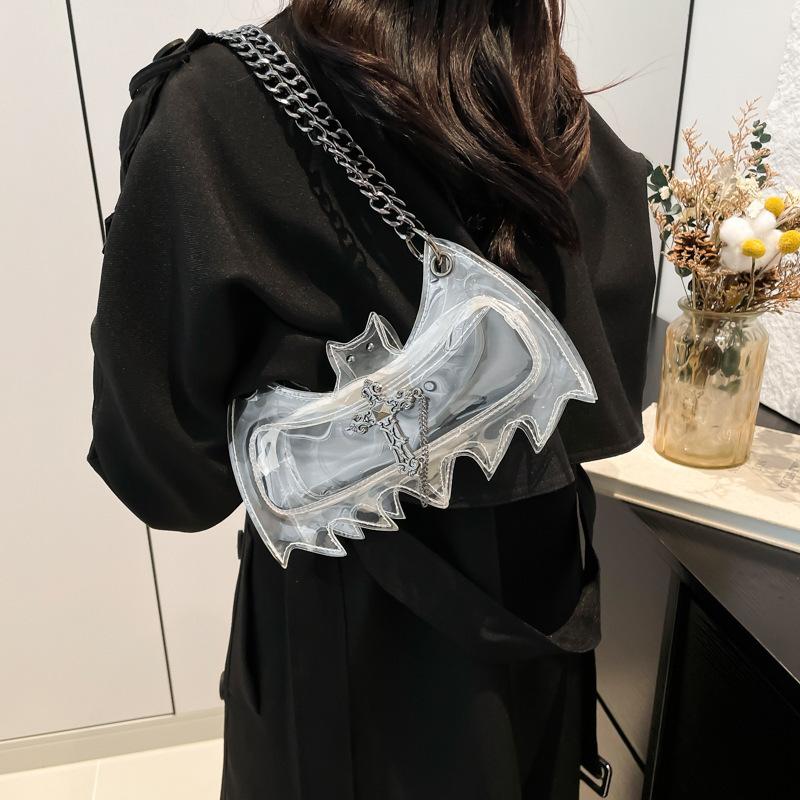 Маленькая прозрачная сумка через плечо для женщин в стиле летучей мыши на Хэллоуин, новая мода