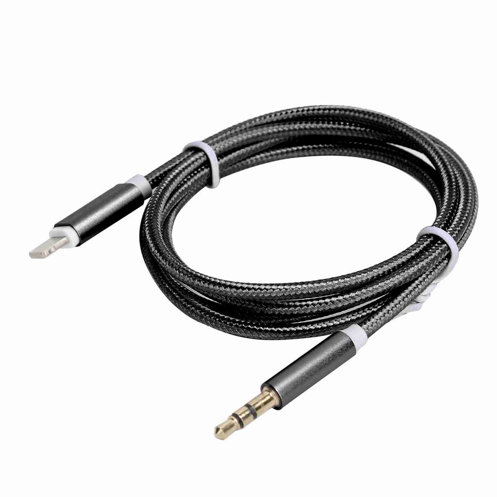 Автомобильный AUX-кабель для IOS 12 3,5 мм AUX o для IOS Интерфейсный адаптер Нейлоновый плетеный кабель Черный