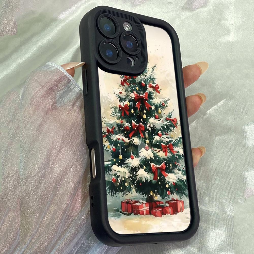 JT168 Новогодняя елка с подарками Чехол для iPhone 17 16 15 14 Pro Max Samsung S26 S25 Ultra A17 A16 A07 A56 Xiaomi 15T Redmi 15c 14C Мягкий ТПУ чехол