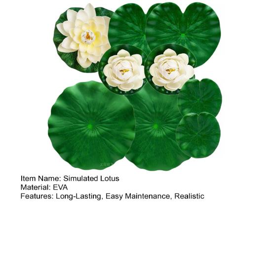 Artificial Lotus Realistic Floating Lily Pads Pond Decoration Faux Lotus Blooms Fake Lily Pads for Garden Patio Pond Decor