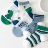 5 пар летних детских коротких носков 0-3 года для мальчиков, тонкие ажурные хлопковые носки, милые мультяшные носки до щиколотки с динозаврами для детей, детская обувь