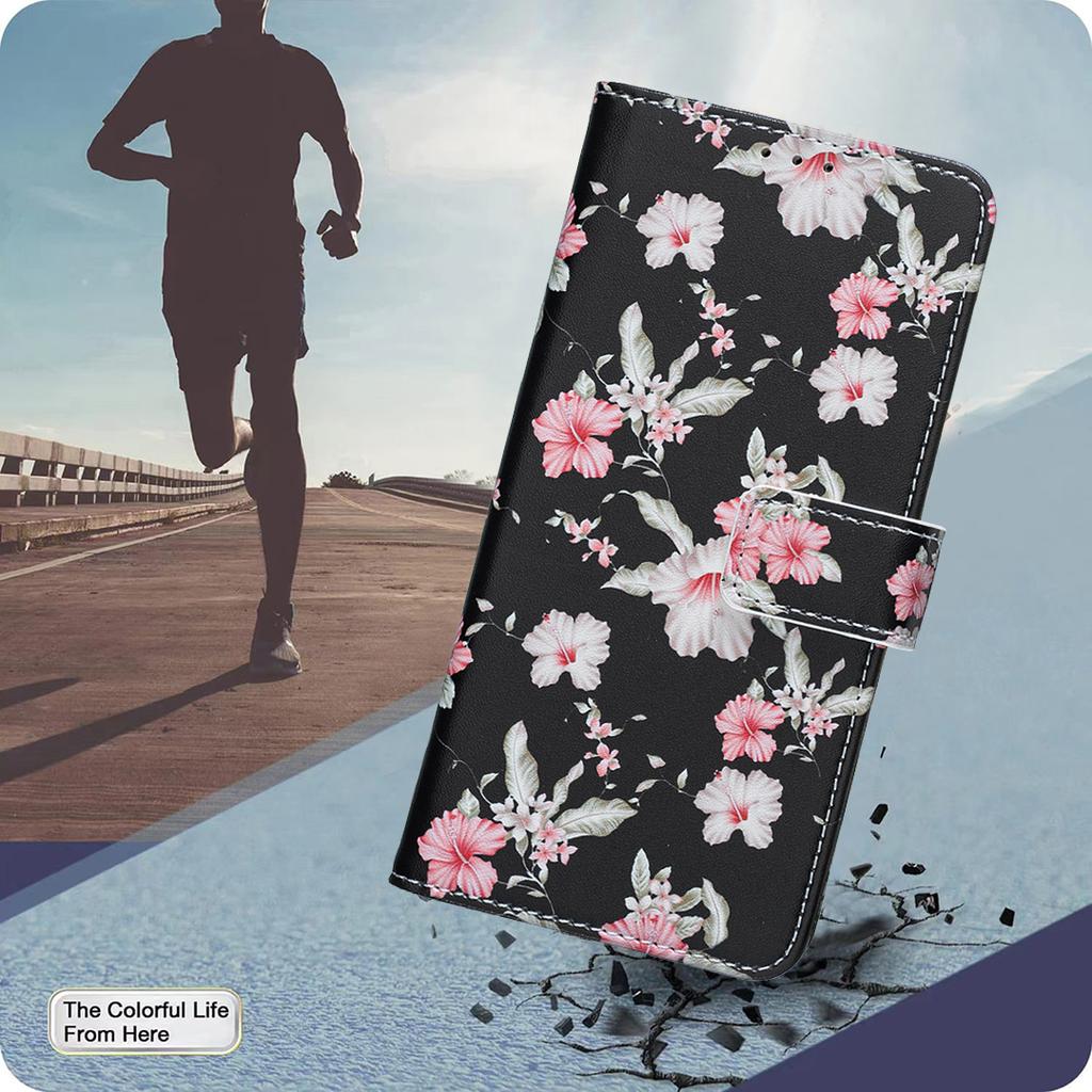 Кожаные чехлы для серии Motorola с рисунком цветов и бабочек, из ПУ, защитная откидная крышка с держателем для карт, магнитная застежка, подставка для Moto G05/E15/G15/G75