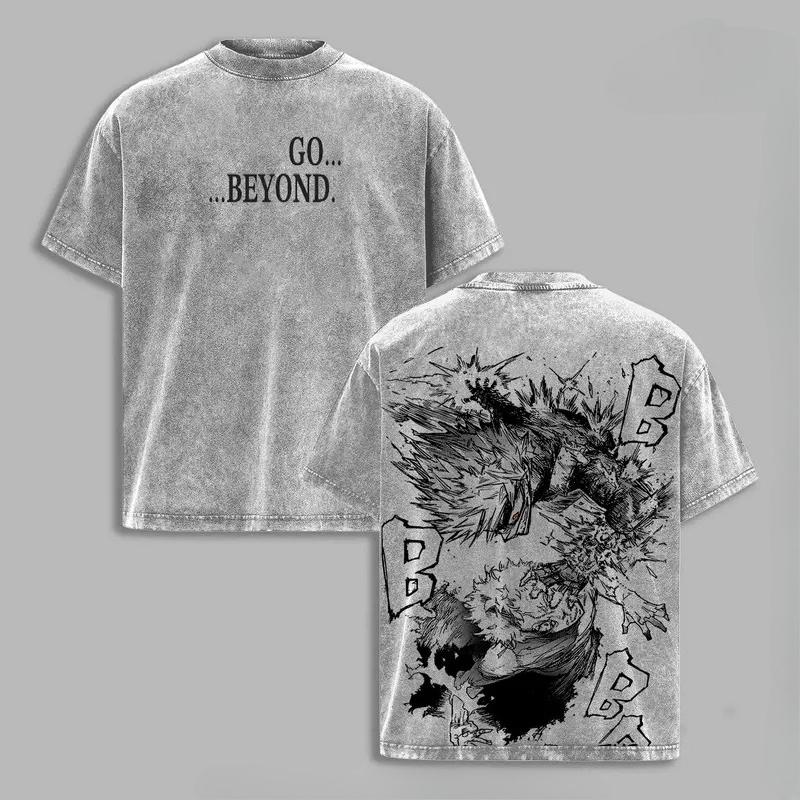 Графическая футболка Кацуки Бакуго Моя геройская академия Аниме Винтажная выстиранная футболка оверсайз Мужская Женская одежда Хлопок Футболка с коротким рукавом