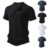 Men's Solid Color Four Button Short Sleeve T-Shirt Men's Summer Fashion Trend Breathable Short Sleeve T-Shirt