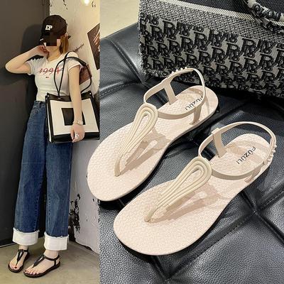 Кампус плоская подошва иностранный газ два в одном французский открытый носок дезодорант студенческая версия сандалии елочкой супер мягкие пляжные елочкой обувь женская