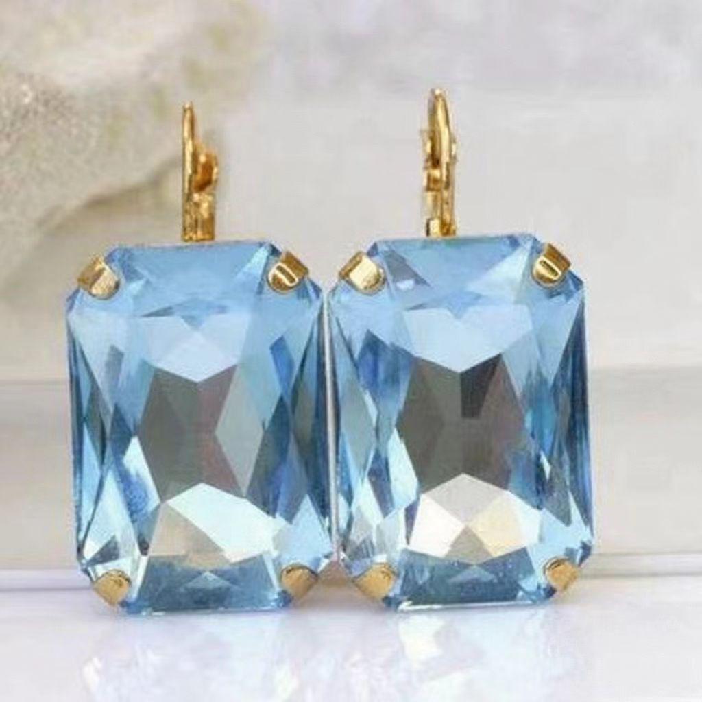 Серьги-пусеты Wei Ya с цветными драгоценными камнями, медные с бриллиантами для женщин