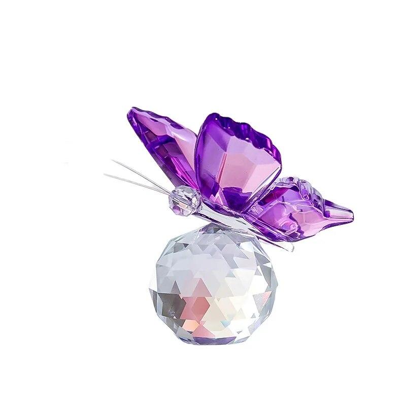 1pcs Crystal Butterfly with Ball Figurine Home Wedding Decoration Glass Craft Collection Table Ornaments Souvenir Gifts
