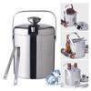 Double-Wall Stainless-Steel Insulated Ice Bucket With Lid and Ice Tong 1300ML