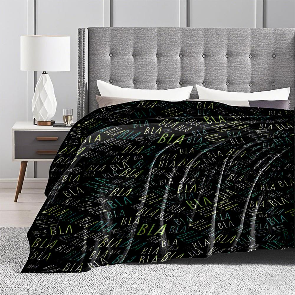 Colorful BLA BLA Text Pattern blanket - Black Background Stylish blanket blanket, suitable for use in the bedroom, living room, on the sofa