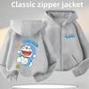 2026 New Doraemon Cartoon Print Children's Zippered Hooded Sweatshirt for Boys, Girls, Casual Top, Autumn-Winter Coat