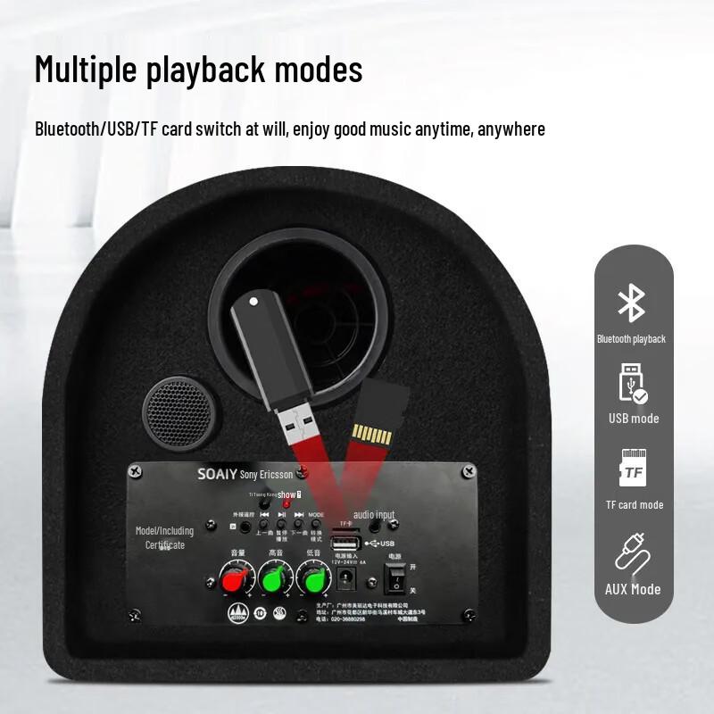 Soaiy D-Series Car Audio Subwoofer Bluetooth Speaker CN plug (adapter included)