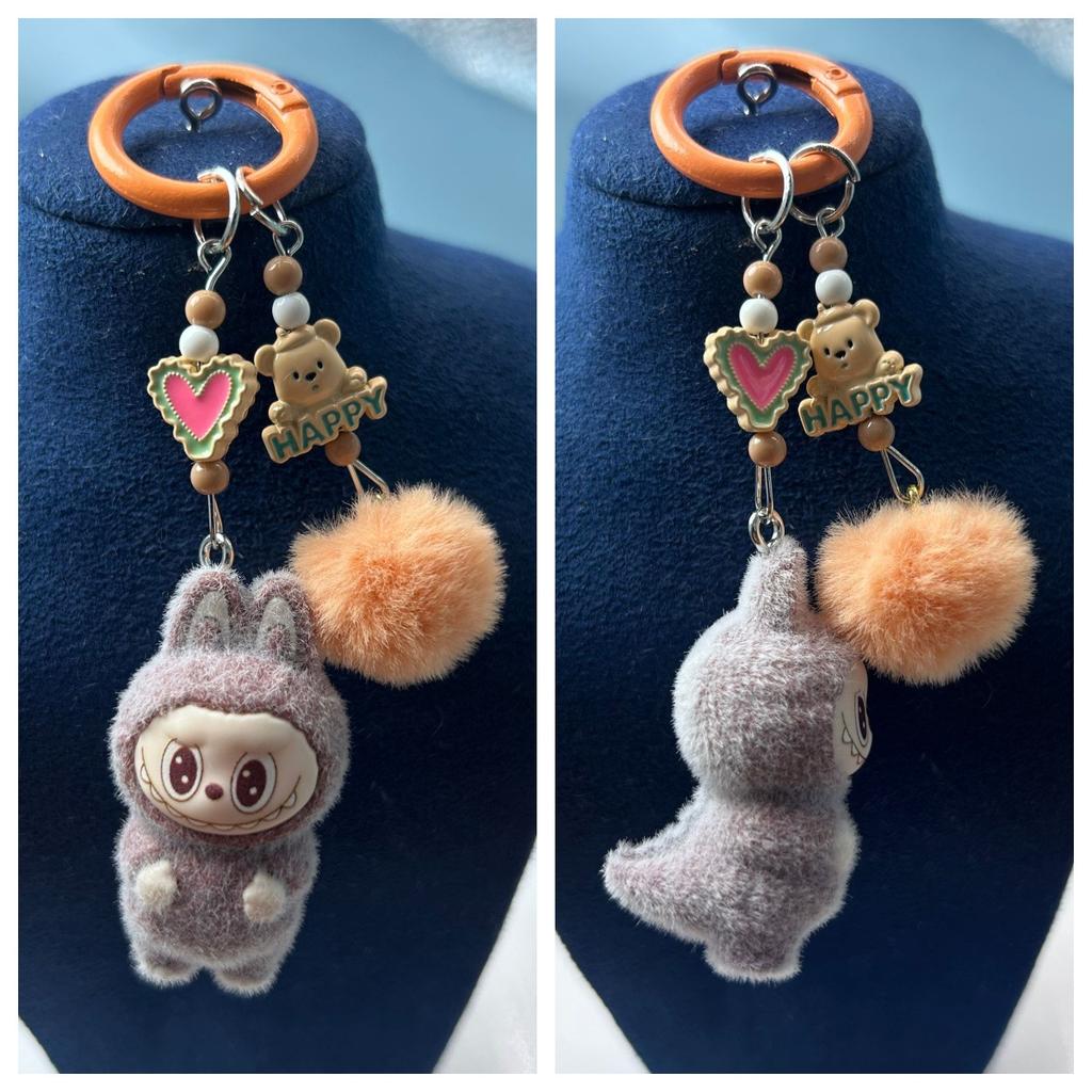Cute Labubu New Plush Fabric Keychain Accessory Pendant Three-dimensional Creative Personality Diy