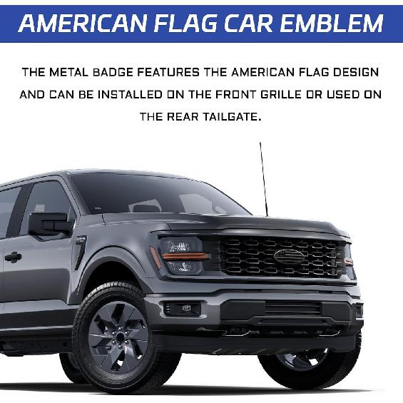 Front Grill Emblem for Ford, 9" Aluminum Front Grille Rear Tailgate Badge American Flag Oval Patriotic Hood Label for Ford F150 F250 F350 Edge