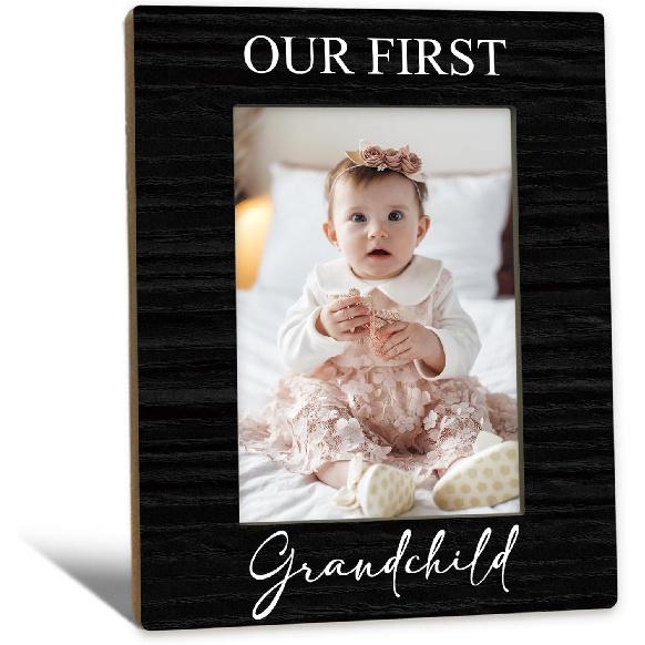 First Granddaughter Gifts Picture Frame 4x6, First Time Grandparents Gifts Photo Frame, New Baby Gift for Grandparents, New Grandparent Gift Wooden