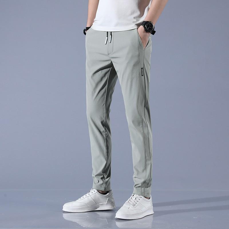 Men's Casual Ice Silk Pants Oversized Fashionable Summer Straight Leg Pants