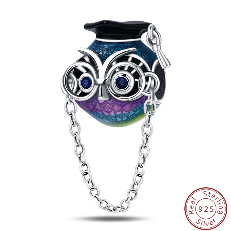 Выпускной Серия 925 Чистого Серебра Шляпа Бакалавра Сертификат Цветы Шармы Бусины Подходит Pandora Оригинальные Браслеты DIY Ювелирные Изделия