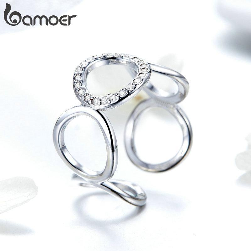 BAMOER Женское геометрическое кольцо с кристаллами