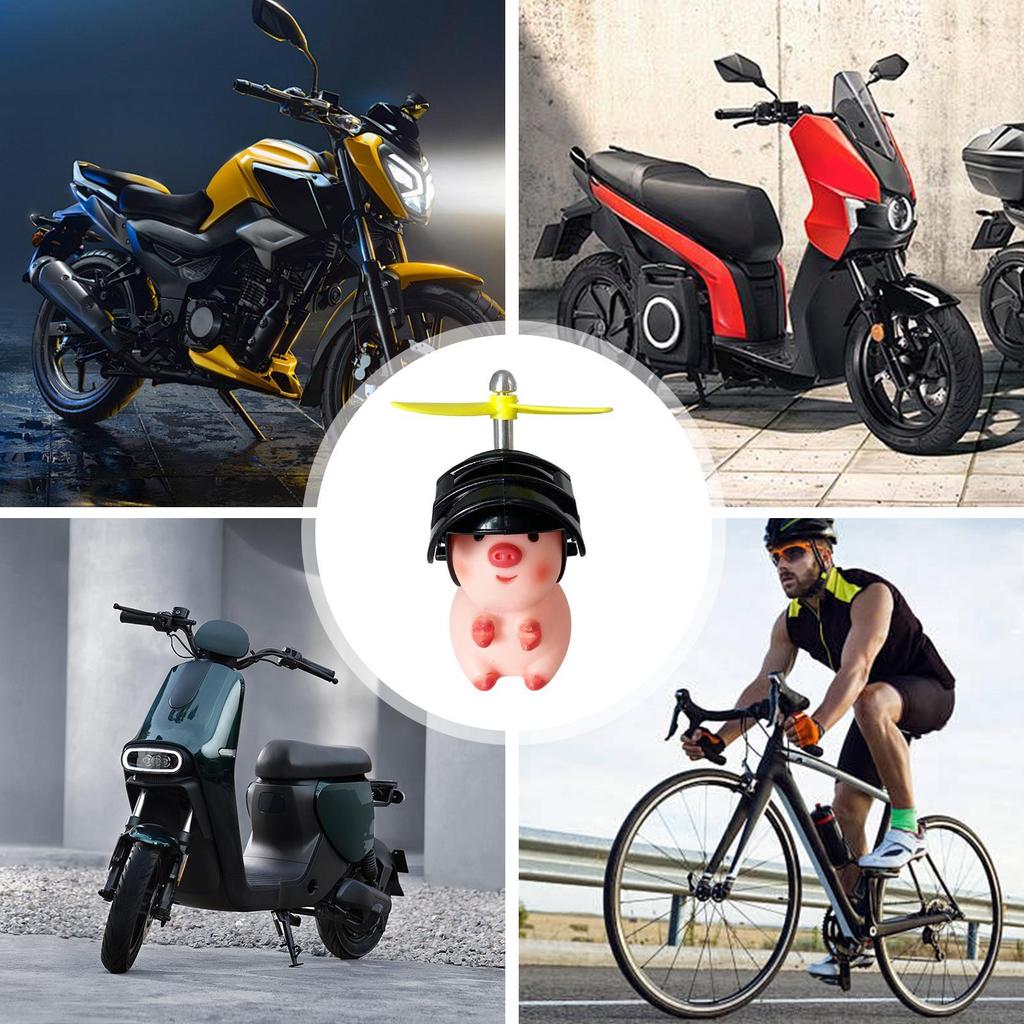 Bike Motor Accessories Pig with Propeller Helmet Broken Wind Rubber Pigs Toy Car Bicycle Pink Piggy Ornaments Handlebar Decor