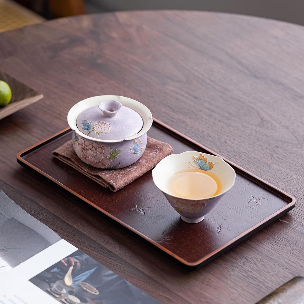 Расписанный вручную керамический чайный сервиз с пионами: Подарок на день рождения и к середине осени