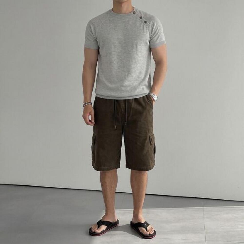 Onl Men S Button Linen Slim Fit Short Sleeve Knit