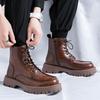 Men's popular locomotive boots big boots thick-soled straps medium-top Martin boots British style round head high boots 86689-R