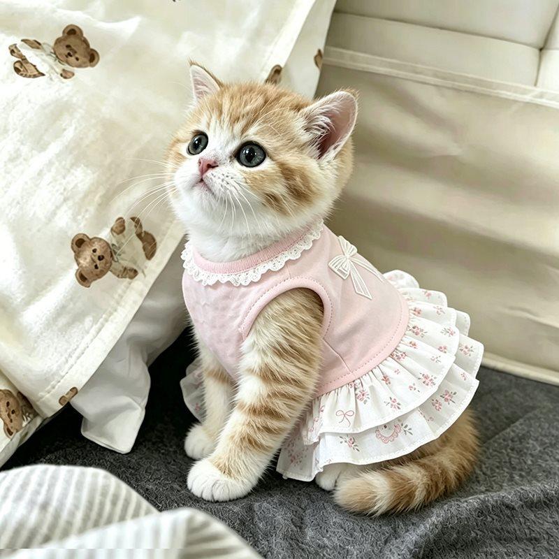 Spring and summer pet clothes, breathable and cool vest, dog and cat dress, Teddy Bichon Pomeranian dog clothes