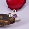 Infinity Heart Amethyst Ring, Adjustable 925 Sterling Silver Ring, Minimalist Promise Ring, Romantic Jewelry Gift for Her.