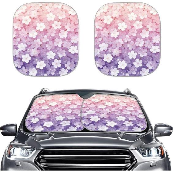 2-Piece Cactus Windshield Sunshade Floral Foldable Car Front Window Sun Shades for Most Sedans SUVs Trucks Tesla Blocks UV Rays and Keeps Your