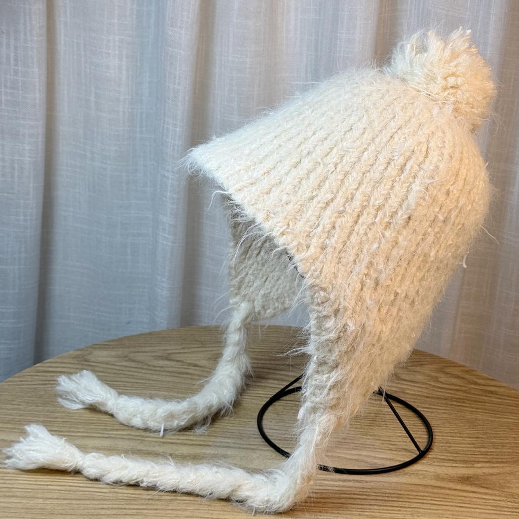 Новая трикотажная шапка Xiaoxiangfeng из экспортной ткани с защитой ушей для женщин с большим меховым помпоном, милая шерстяная шапка, осенне-зимняя, ручной работы, шапка-бандана