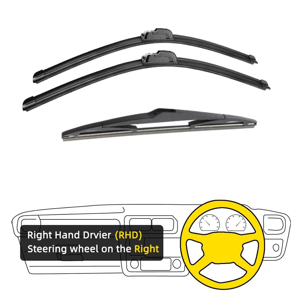 3PCS For TOYOTA RAV4 XA30 2005-2012 24"+16"+12" Front Rear Wiper Blades Windshield Windscreen Window Cutter Accessories 2007 2008 2009 2010 2011 2012