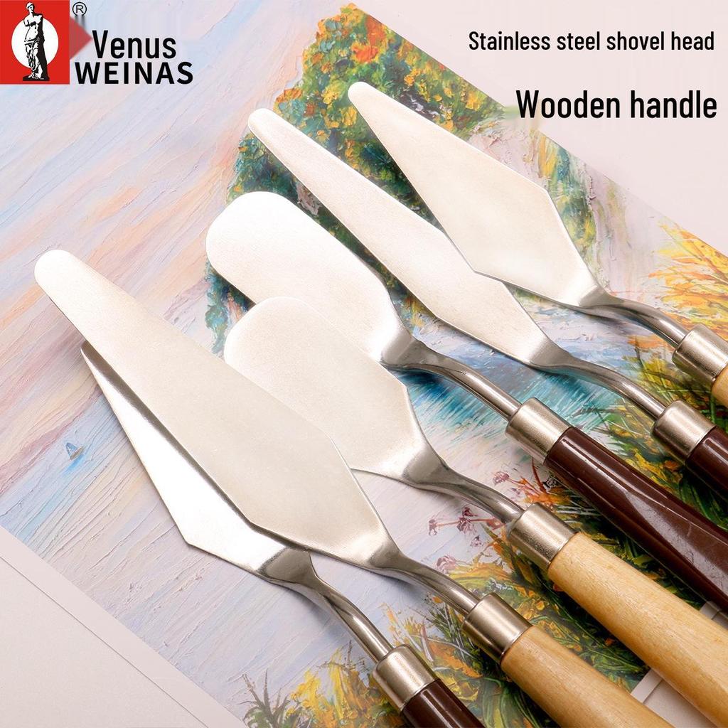 Oil Painting Palette Knife - Student Art Tool with Wooden Handle, Stainless Steel Blade for Gouache & Acrylic