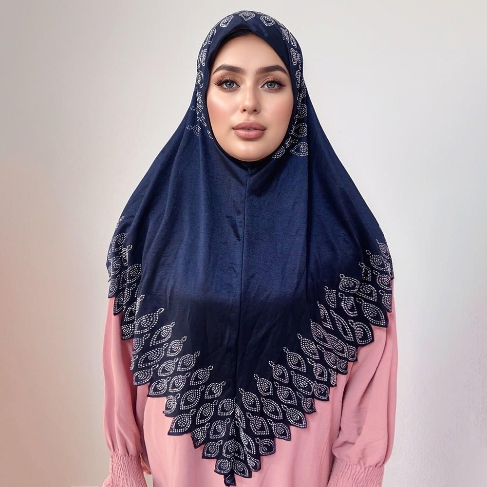 Дышащий длинный тюрбан на Курбан-Байрам, однотонный хиджаб, головной платок, элегантный арабский женский платок, для повседневного ношения