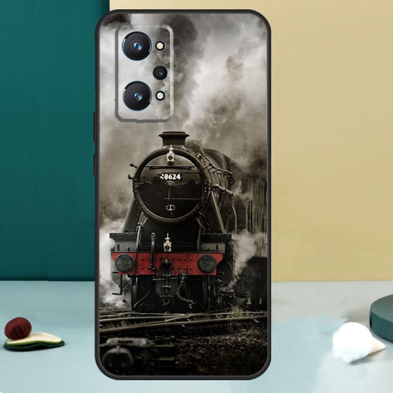 Винтажный паровоз Железная дорога Для Realme 14 13 Pro Plus 10 11 12 GT 5 6 6T GT7 Pro C61 C55 C53 C51 C21Y C25S C75 C67 Чехол