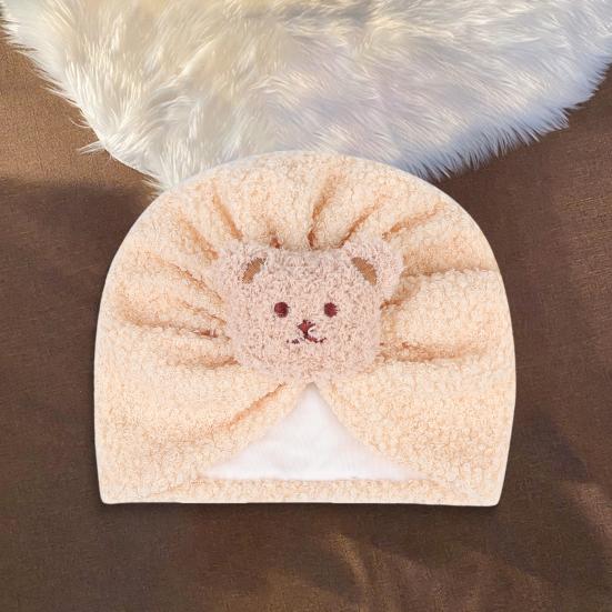 Children Hat Cartoon Bear Design Comfortable Elastic Fit Knitting Hat All-Round Thermal Protection Winter Baby Hat