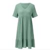 Летние свободные однотонные женские повседневные платья с коротким рукавом, модное винтажное элегантное сексуальное платье с баской, женское свободное платье с оборками на талии 25924