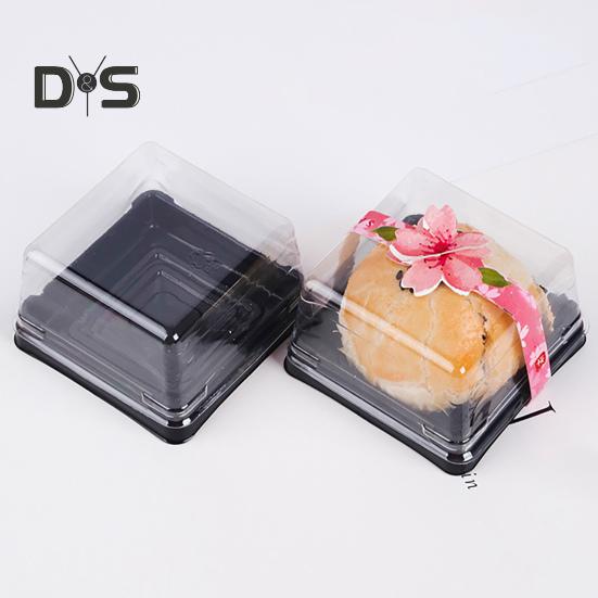 50Pcs 100g Moon Cake Box Square Shaped Multipurpose Plastic Egg Yolk Pastry Box for Festival