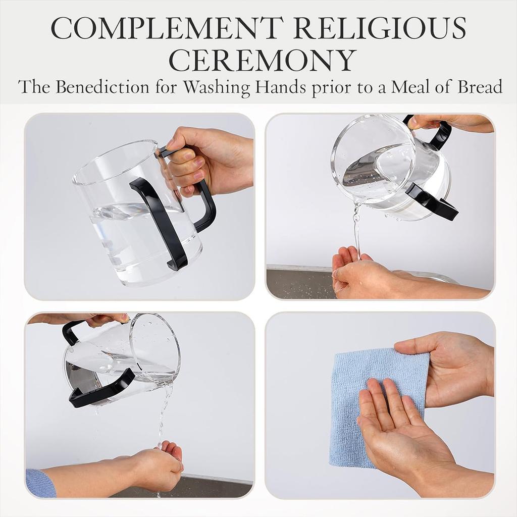 Стакан для омовения рук Netilat Yadayim Акриловый стакан для мытья рук с двойными ручками для удобного захвата Мытье с двойными ручками Изготовлен из акрила